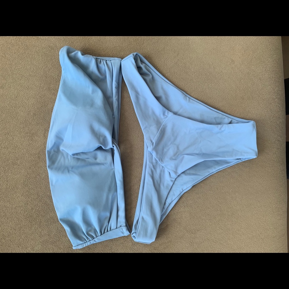 Light Blue Strapless Bathing-suit Set